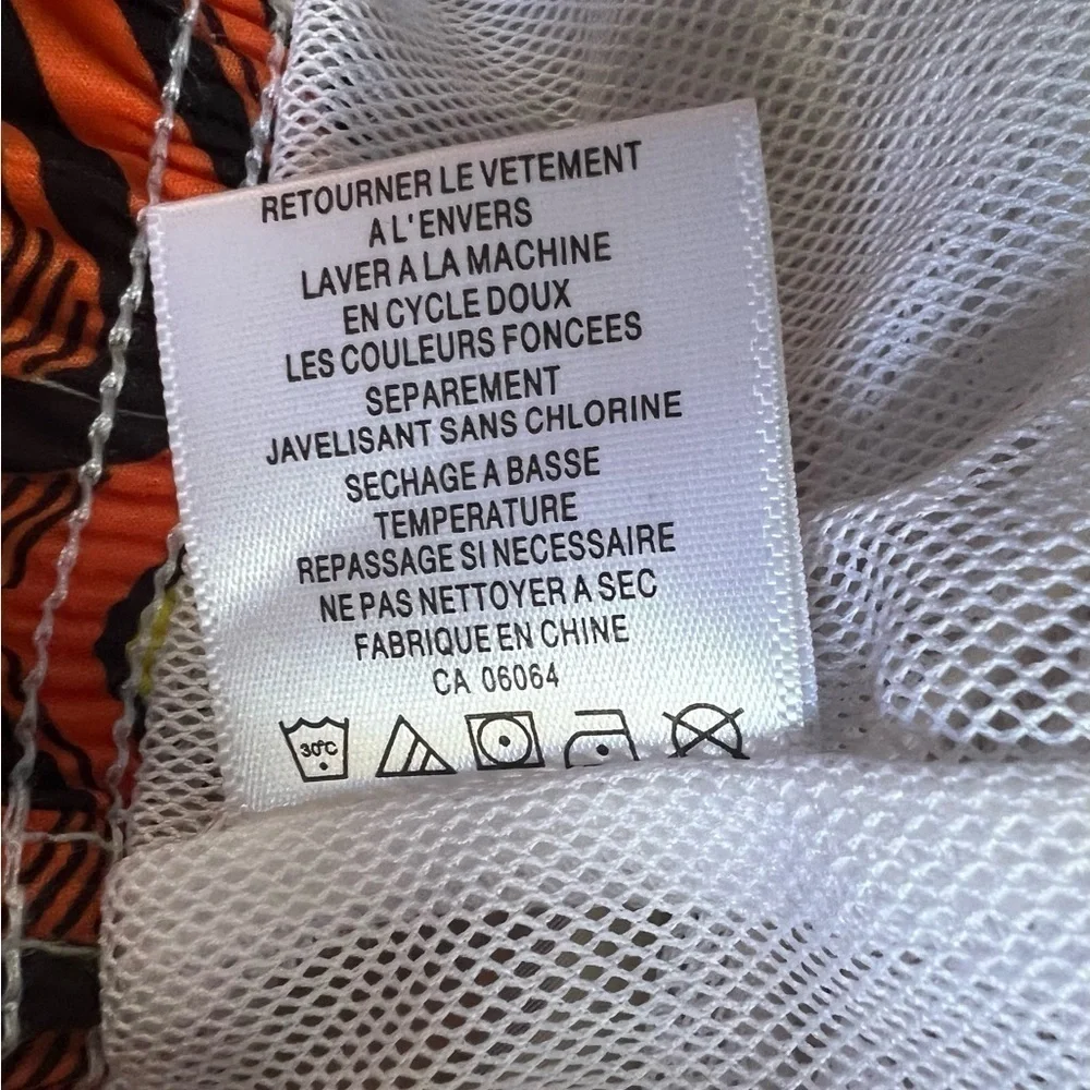 Bugatchi Fire Orange Graphic Print Drawstring Lined Swim Trunk Shorts Sz XXL NWT